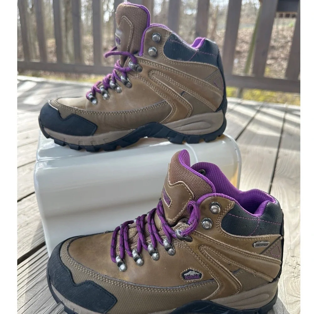 Pacific Trail Hiking Boots Woman's Waterproof Brown Purple Boots Size 8